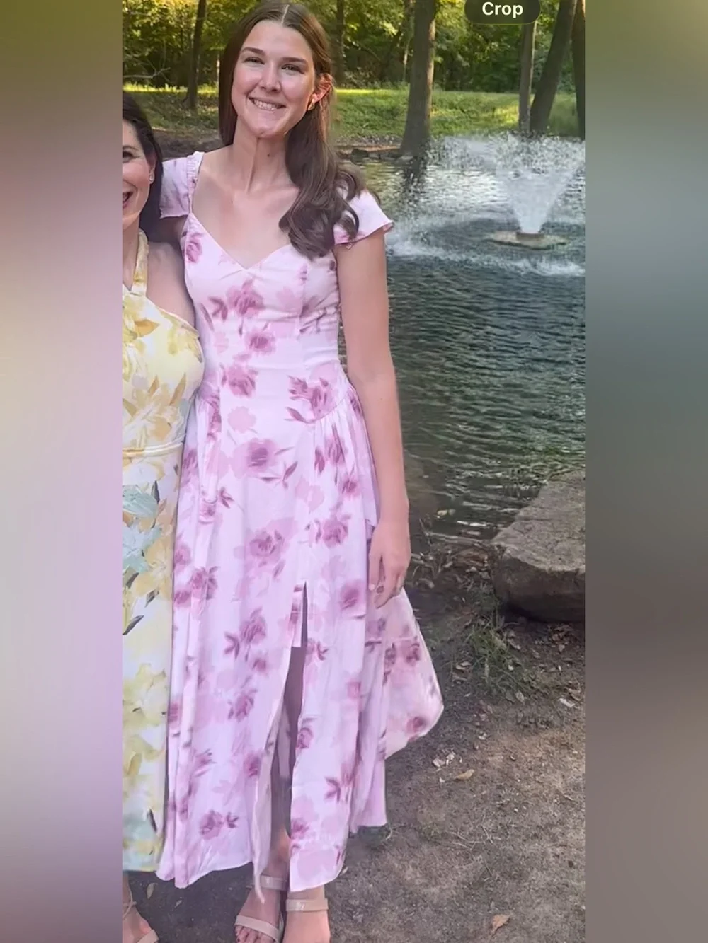 Abercrombie & Fitch Pink Floral Midi Dress SMALL Tall Cottagecore Wedding Guest